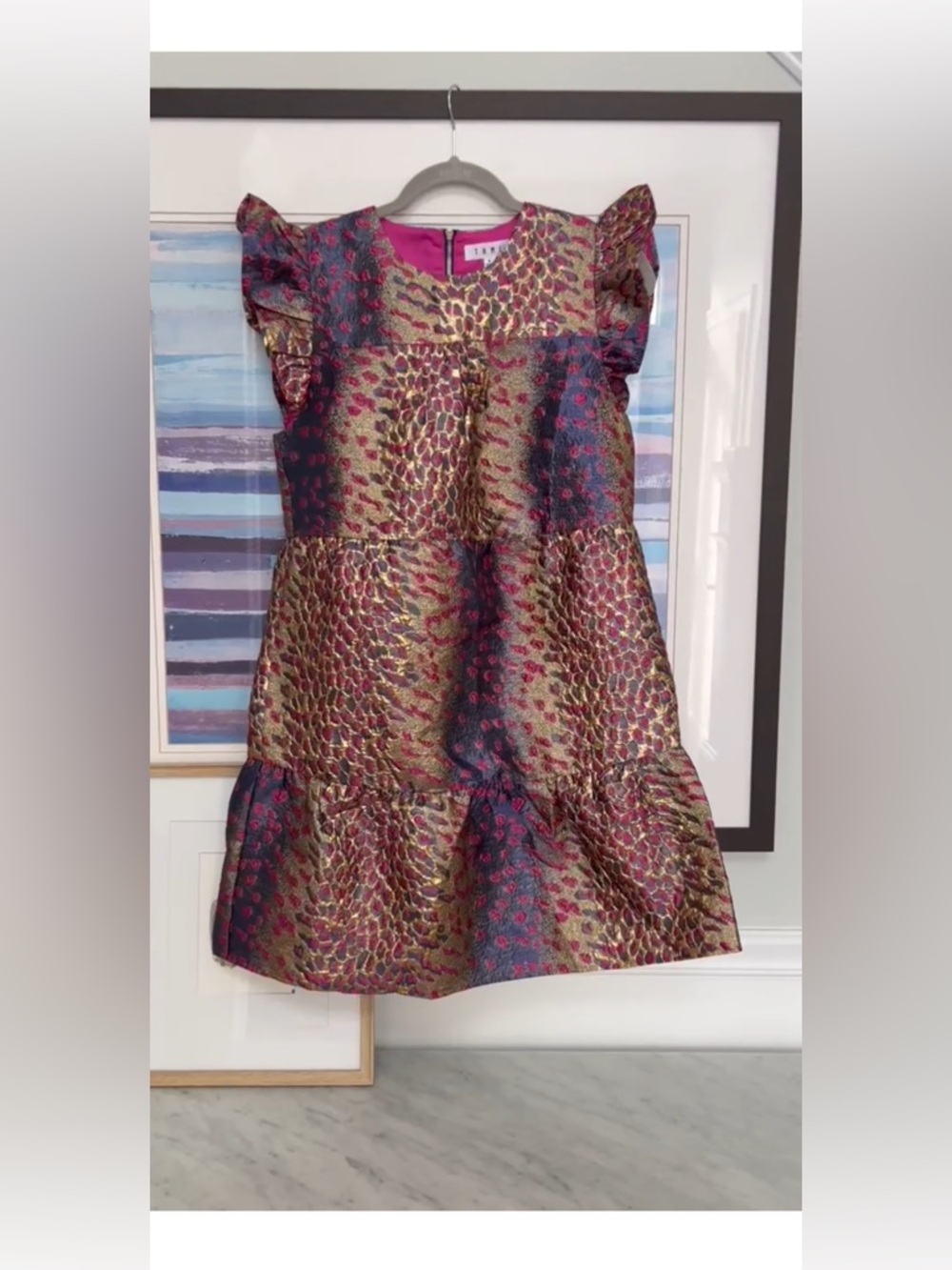THML Metallic Wildcat Mini Flutter Sleeve Dress - Picture 6 of 12